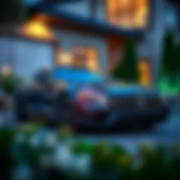 Luxury vehicle parked outside a modern home
