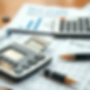 A calculator and documents representing financial calculations