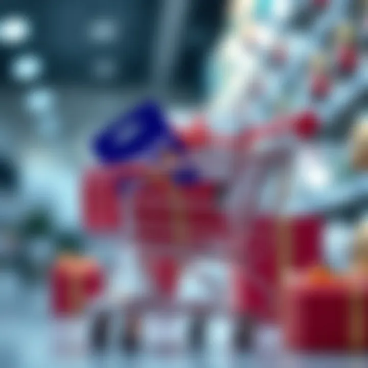 Illustration of an online shopping cart with gift cards