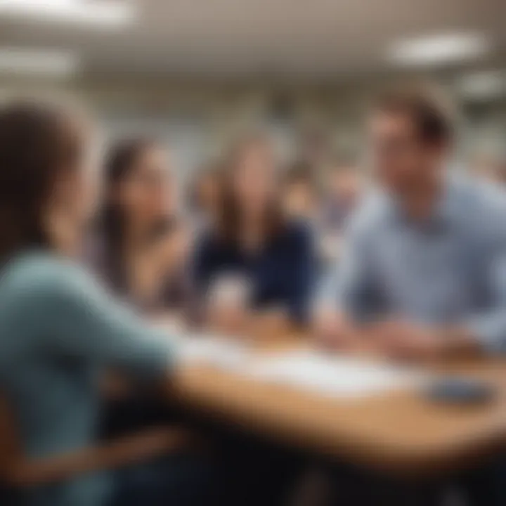 Students engaging in a lively discussion in a classroom setting