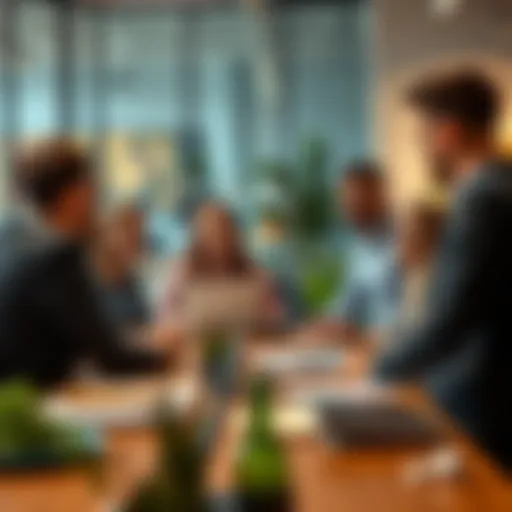 A modern office scene showcasing a startup team brainstorming financial strategies