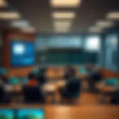 A modern classroom equipped with technology for financial accounting education