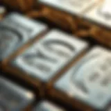 Close-up of shimmering silver bars