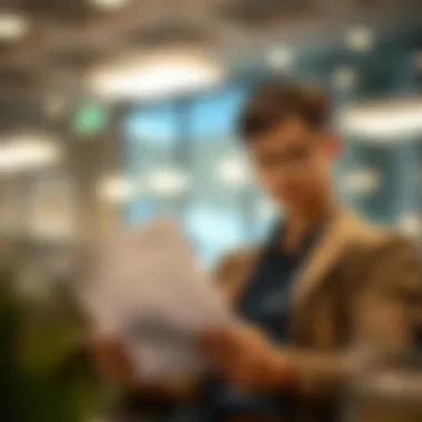 A young candidate reviewing a resume with determination