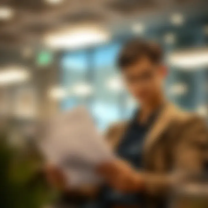 A young candidate reviewing a resume with determination