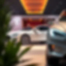 An elegant Tesla vehicle showcased in a luxury setting