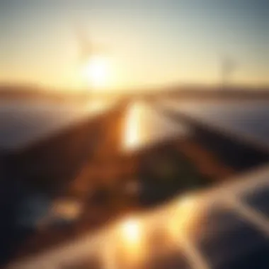 Solar Farm Overview A glimpse of a solar farm operating under the sun, contributing to renewable energy production.