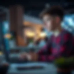 A teenager reviewing different bank account options online