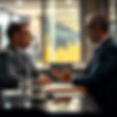 Strategizing Investment Decisions with Experts A serene investment advisor discussing strategies with a client