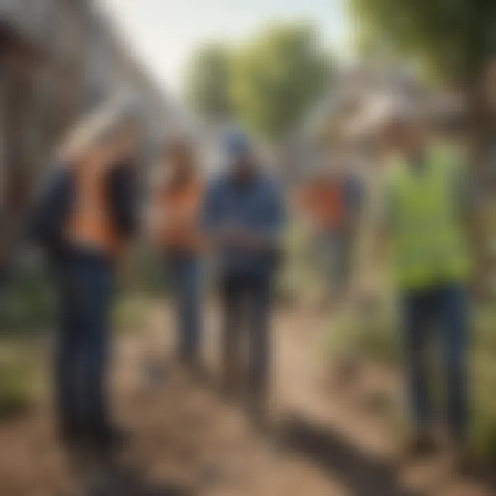 Volunteers assisting in a community project