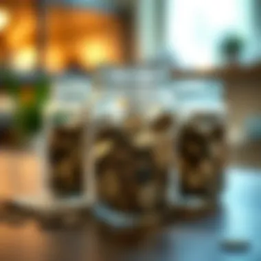 Smart Savings Techniques Savings jars representing budgeting for future goals
