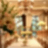 An elegant wedding setting with floral arrangements