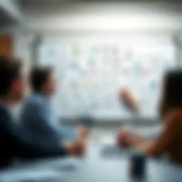 A dynamic brainstorming session with diverse ideas on a whiteboard