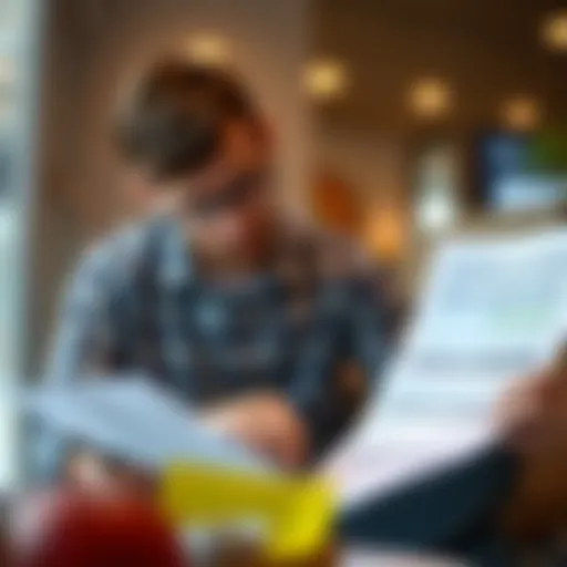 Self-employed individual reviewing financial documents