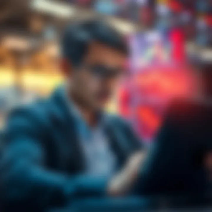 A modern analyst using technology to research stocks