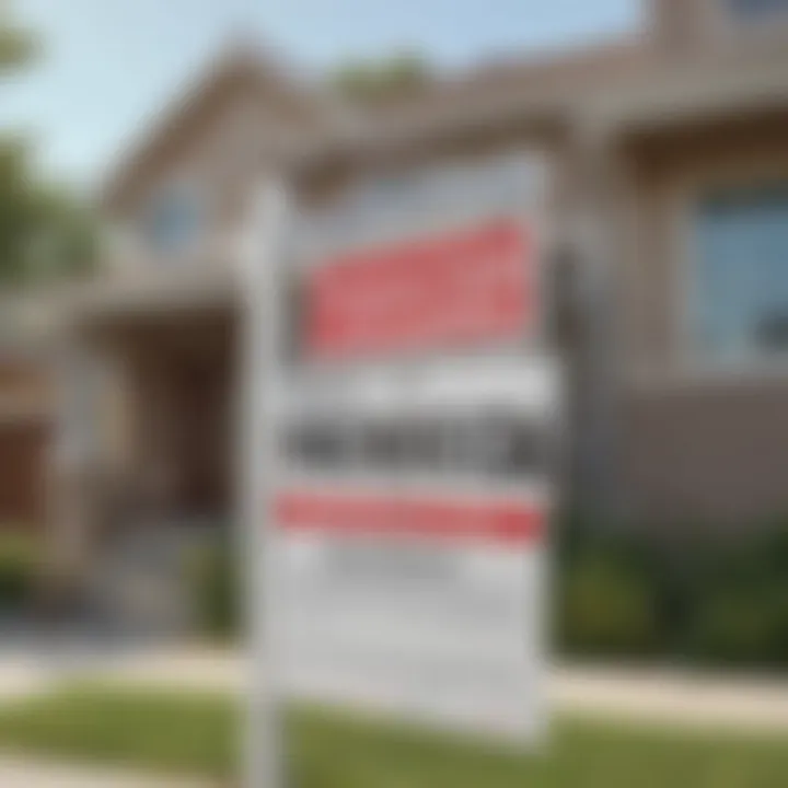 Close-up of foreclosure auction sign on a property