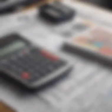 A close-up of tax documents and a calculator on a desk.