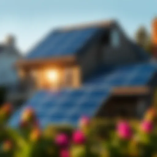 A stunning home with solar panels reflecting the sun's rays