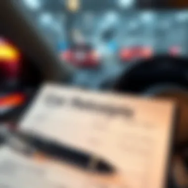 Detailed view of a car sales receipt