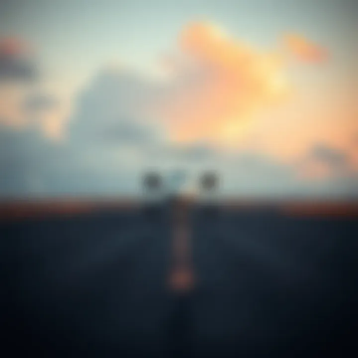 A serene private airstrip with a jet ready for departure