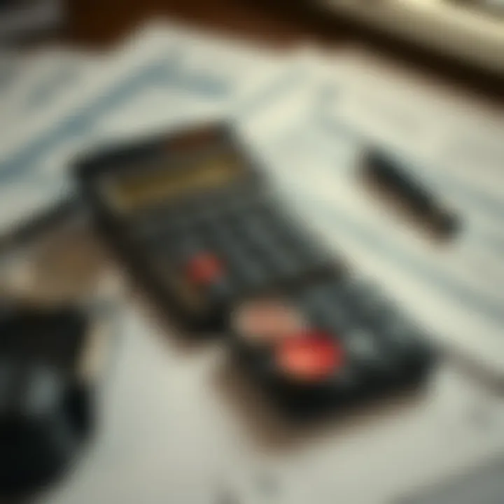 Calculator with financial documents representing probate costs