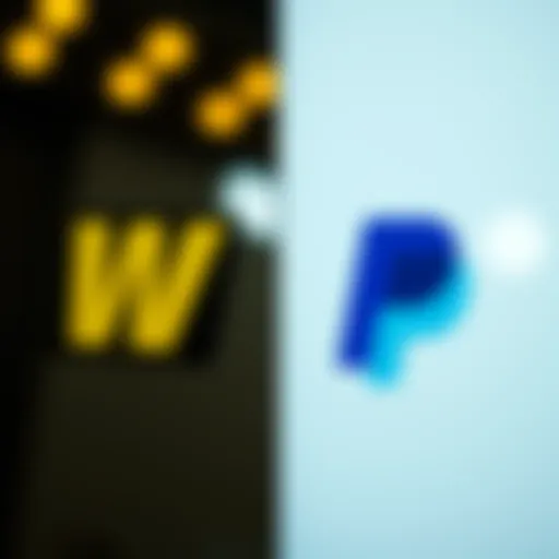 A visual comparison of Western Union and PayPal logos