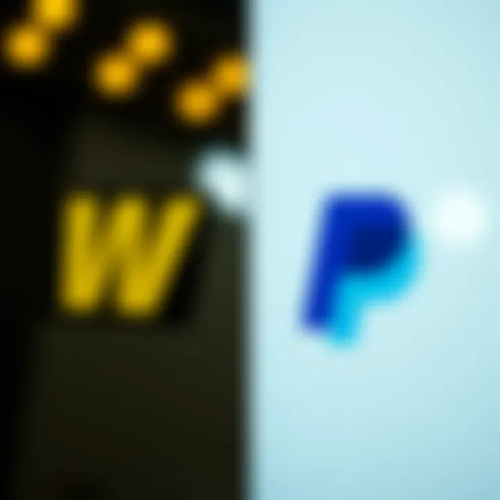 A visual comparison of Western Union and PayPal logos