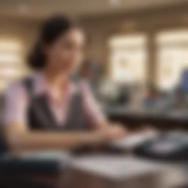 Retail Cashier Processing A retail cashier processing a check